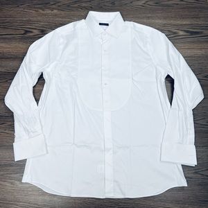 NEW Proper Cloth White Marcella Bib Formal Shirt 17.5 35/36